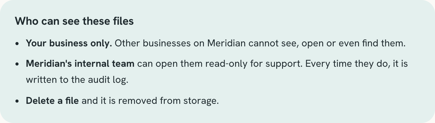 Who can see a business's contract files